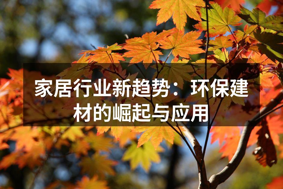 家居行业新趋势：环保建材的崛起与应用
